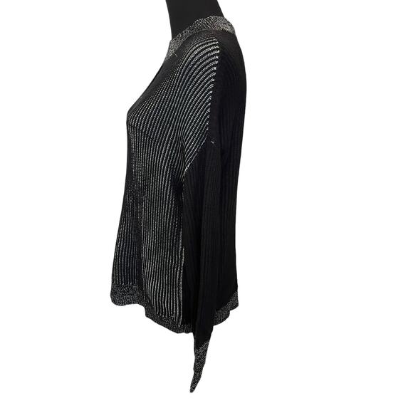 New ~ HALOGEN ~ Metallic Stripe Mock Neck Sweater Size M Ret $89 - Picture 5 of 7